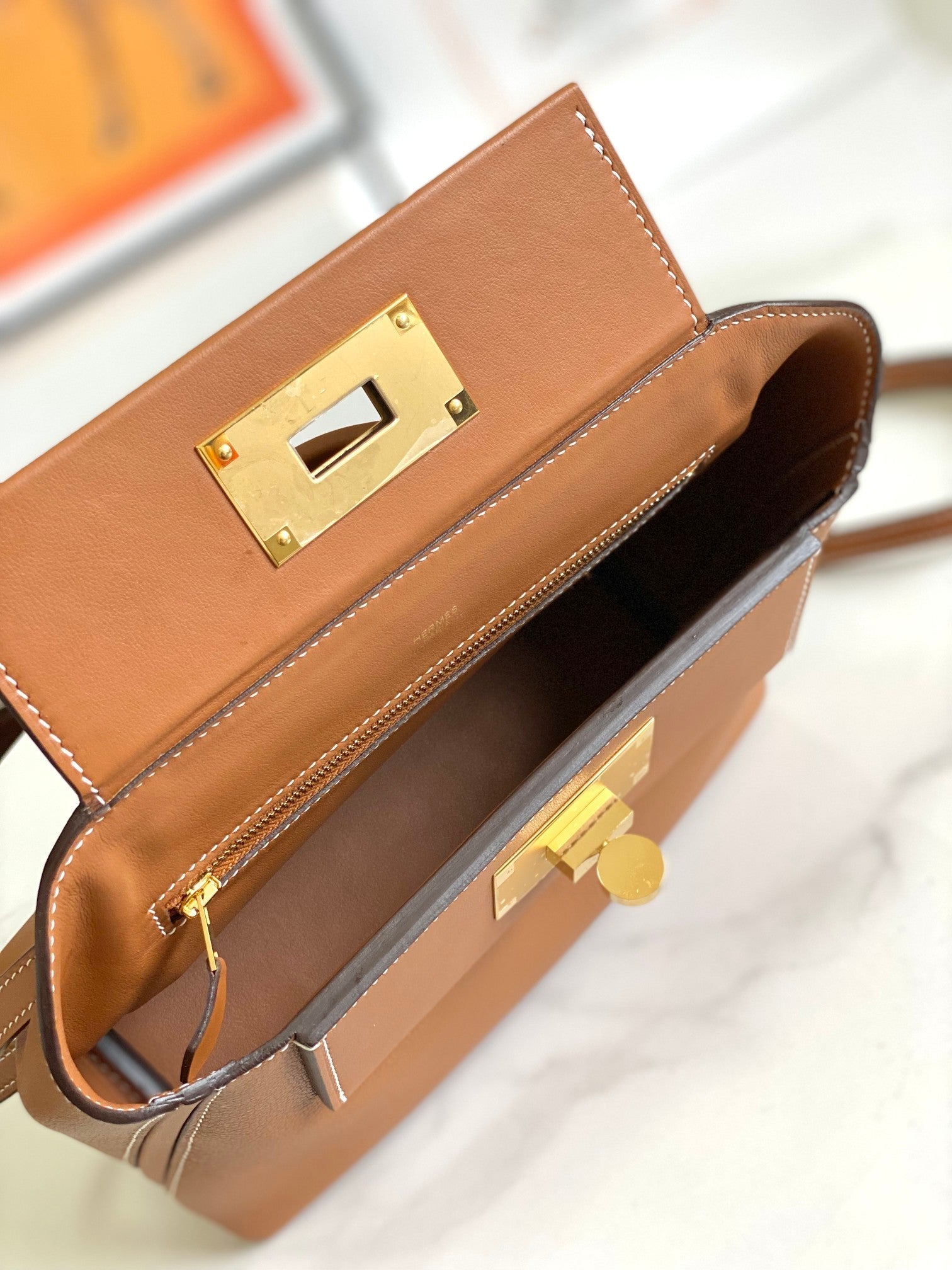 MINI SAC HM 24/24 21 CM CUIR EVERCOLOR DORÉ QUINCAILLERIE DORÉ