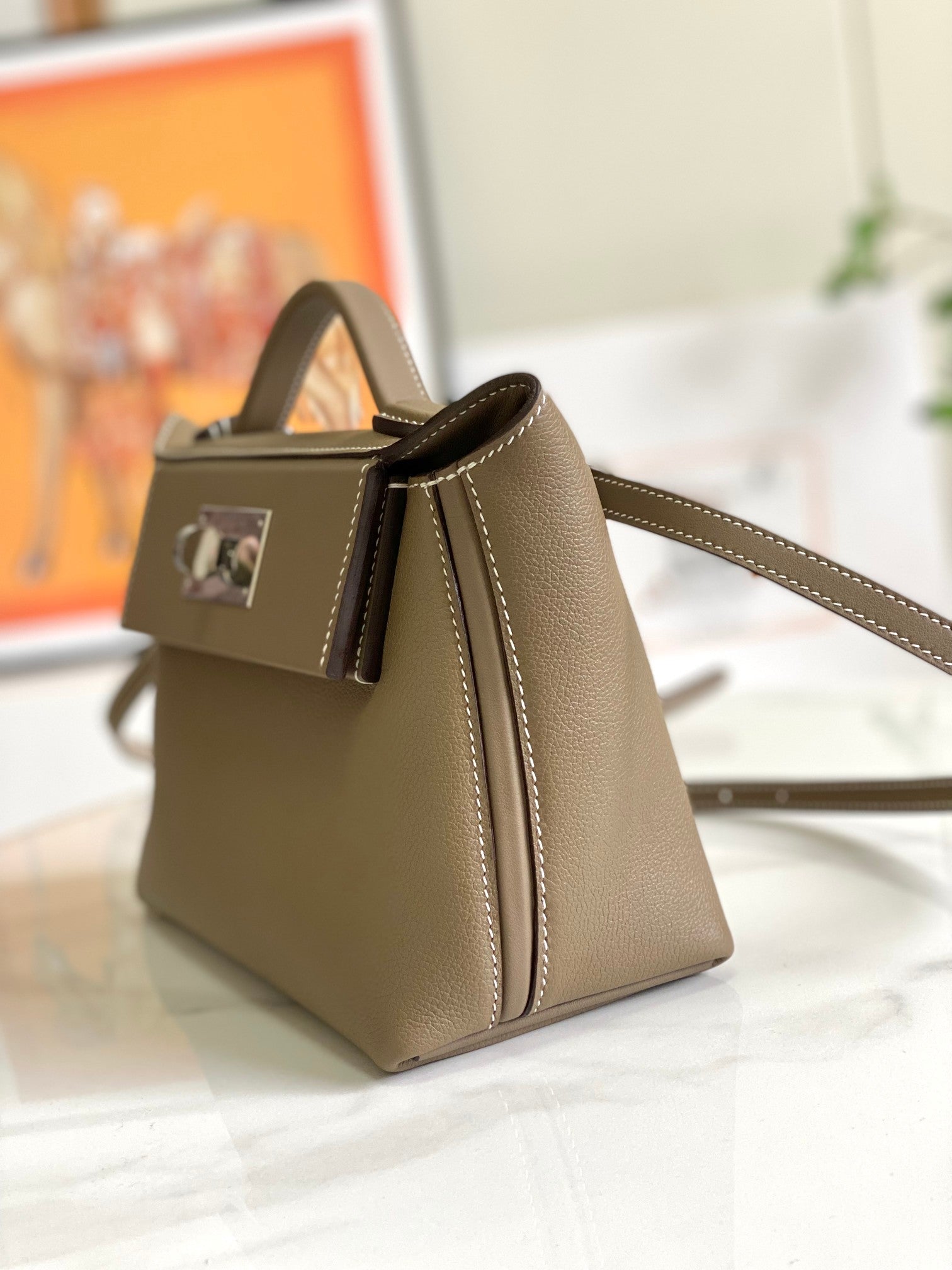 MINI SAC HM 24/24 21 CM ÉTOUFFÉ CUIR EVERCOLOR QUINCAILLERIE ARGENTÉE