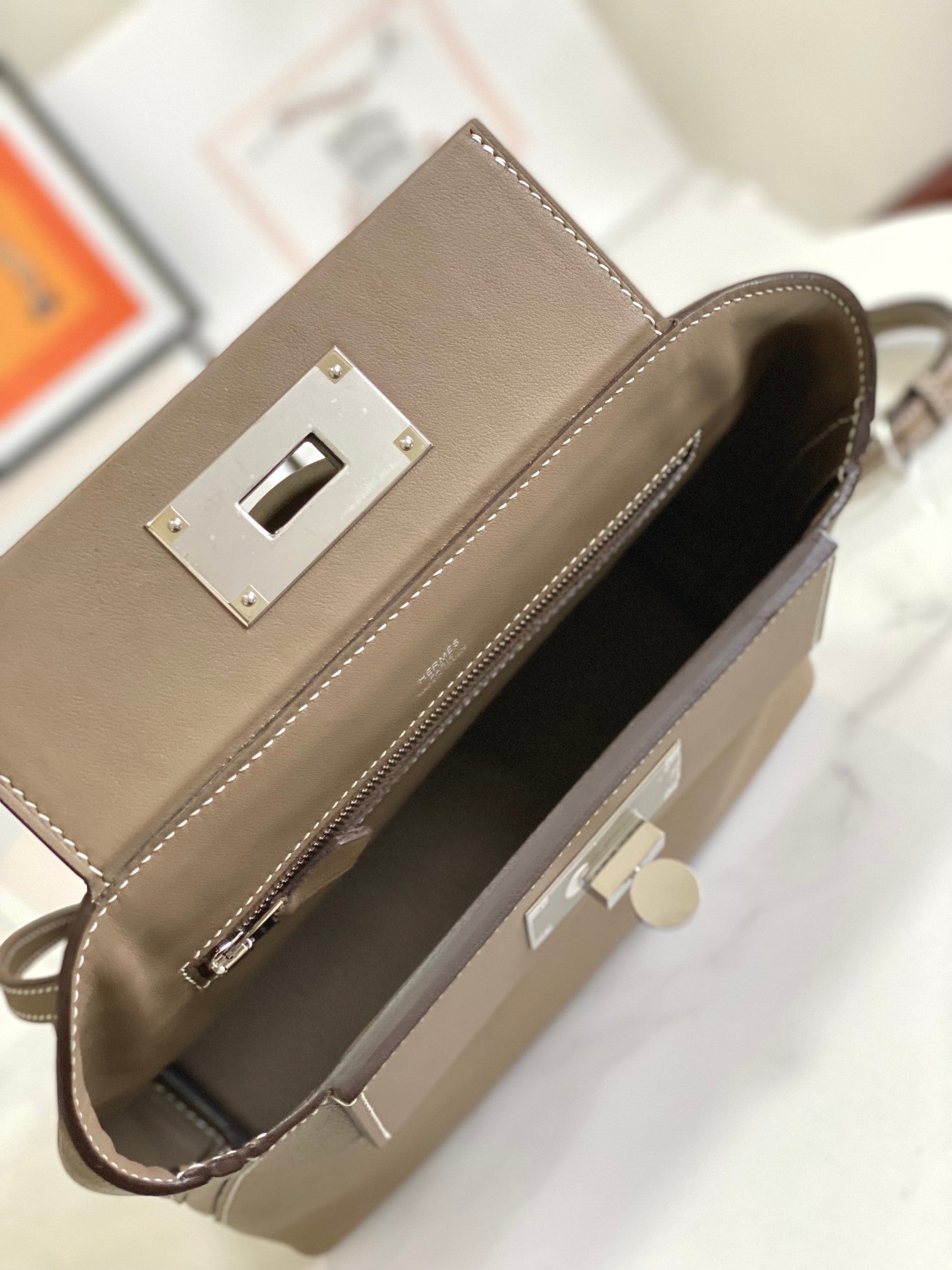 MINI SAC HM 24/24 21 CM ÉTOUFFÉ CUIR EVERCOLOR QUINCAILLERIE ARGENTÉE