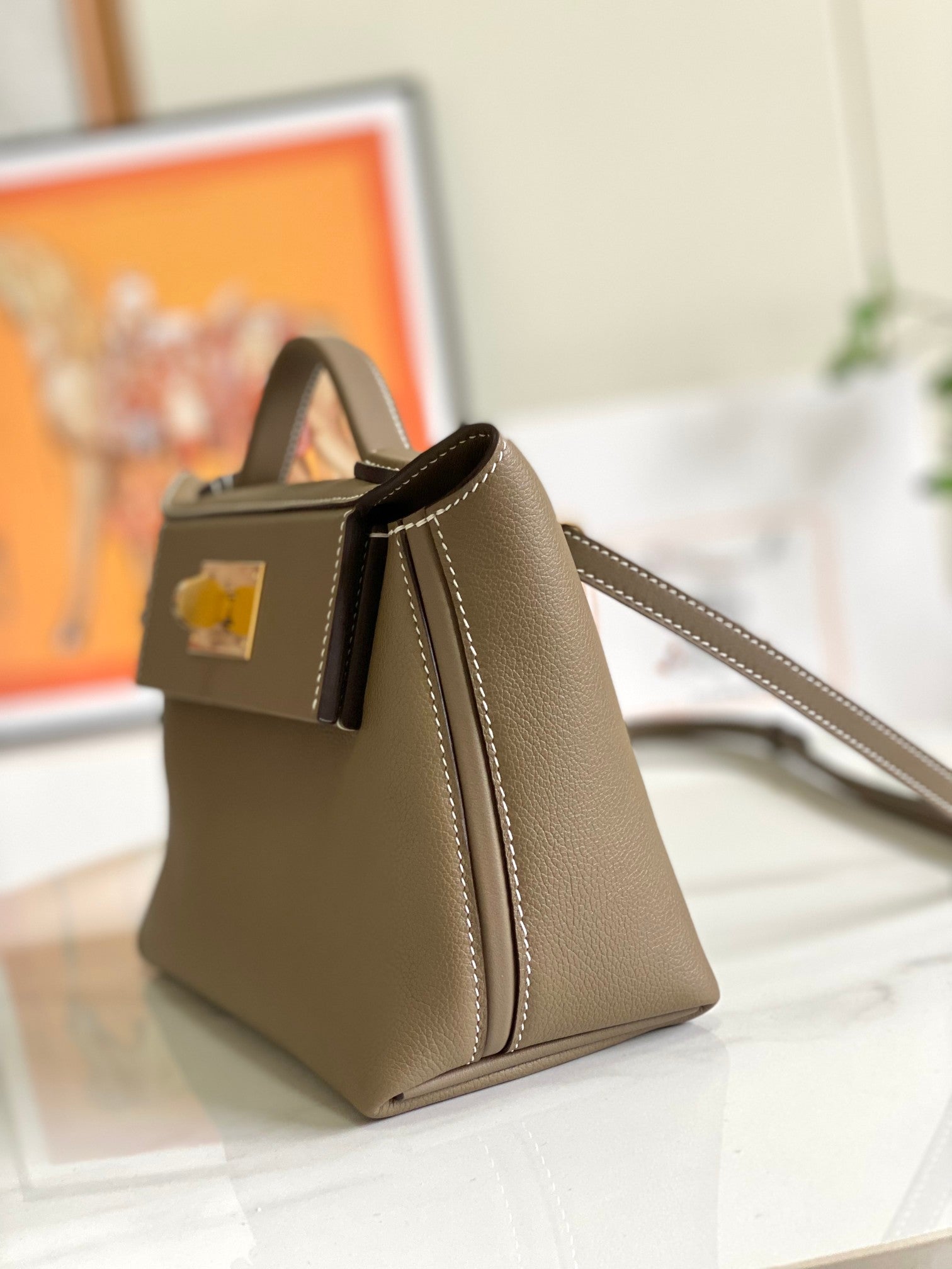 MINI SAC HM 24/24 21 CM ÉTOUFFÉ CUIR EVERCOLOR QUINCAILLERIE DORÉ