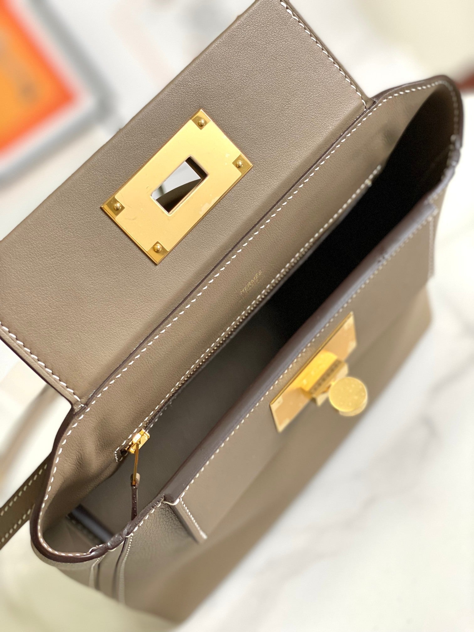 MINI SAC HM 24/24 21 CM ÉTOUFFÉ CUIR EVERCOLOR QUINCAILLERIE DORÉ