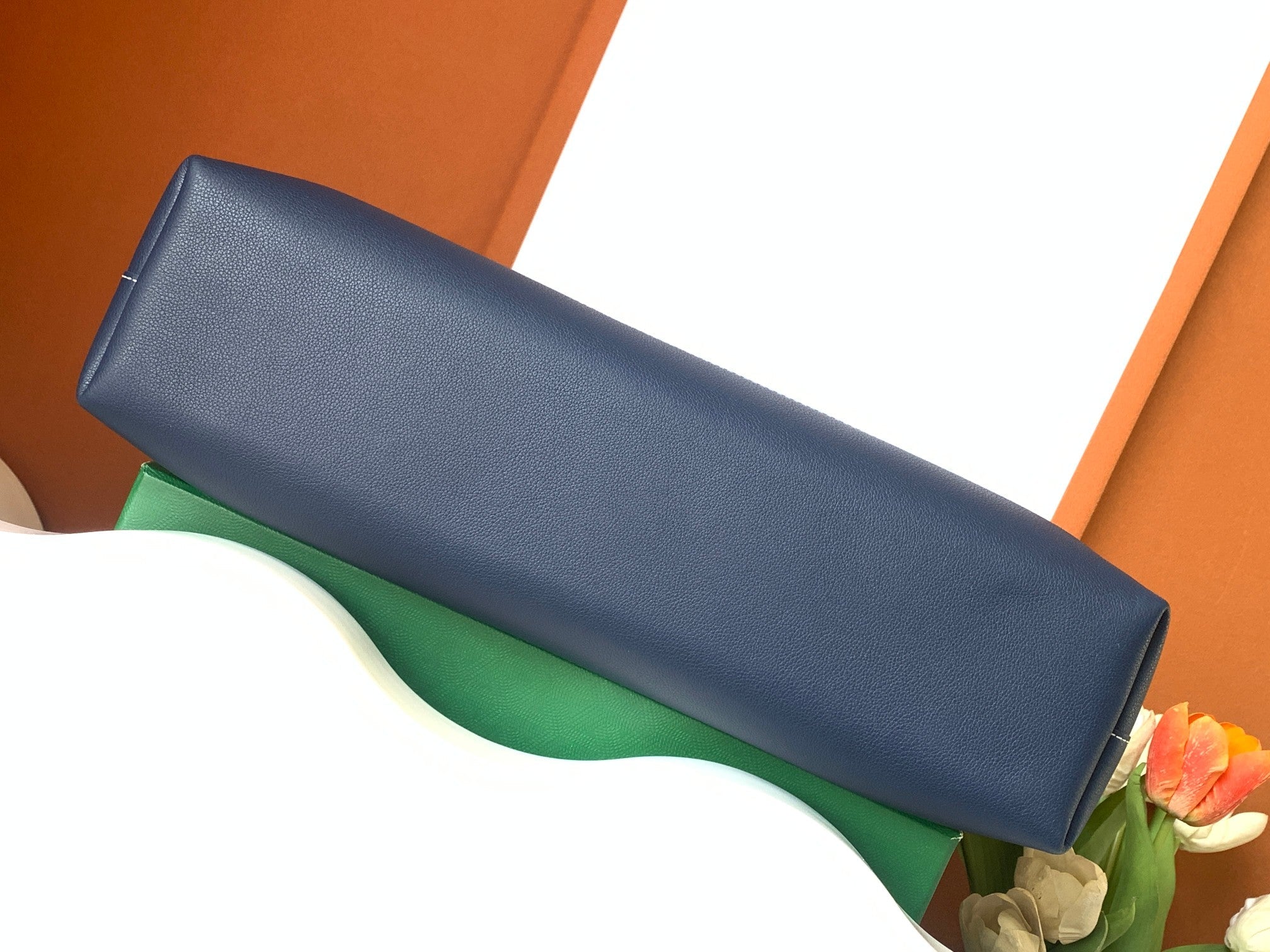 PORTE-DOCUMENTS CISALPIN 39 EN TOILE GOYARDINE BLEU MARINE ET CUIR DE VEAU