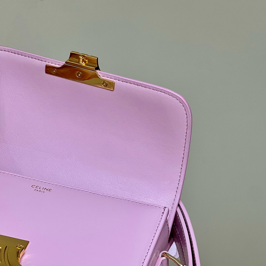 MINI CLAUDE 22 CUIR DE VEAU BRILLANT ROSE CLAIR
