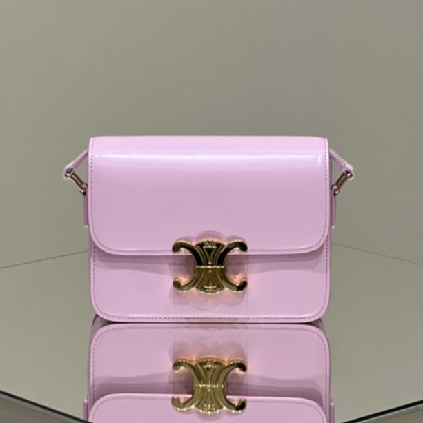 MINI CLAUDE 22 CUIR DE VEAU BRILLANT ROSE CLAIR