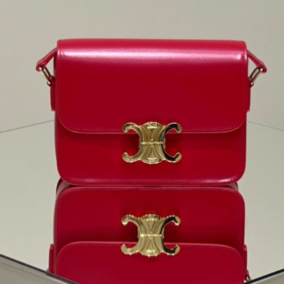 MINI CLAUDE 22 CUIR DE VEAU BRILLANT ROUGE CERISE