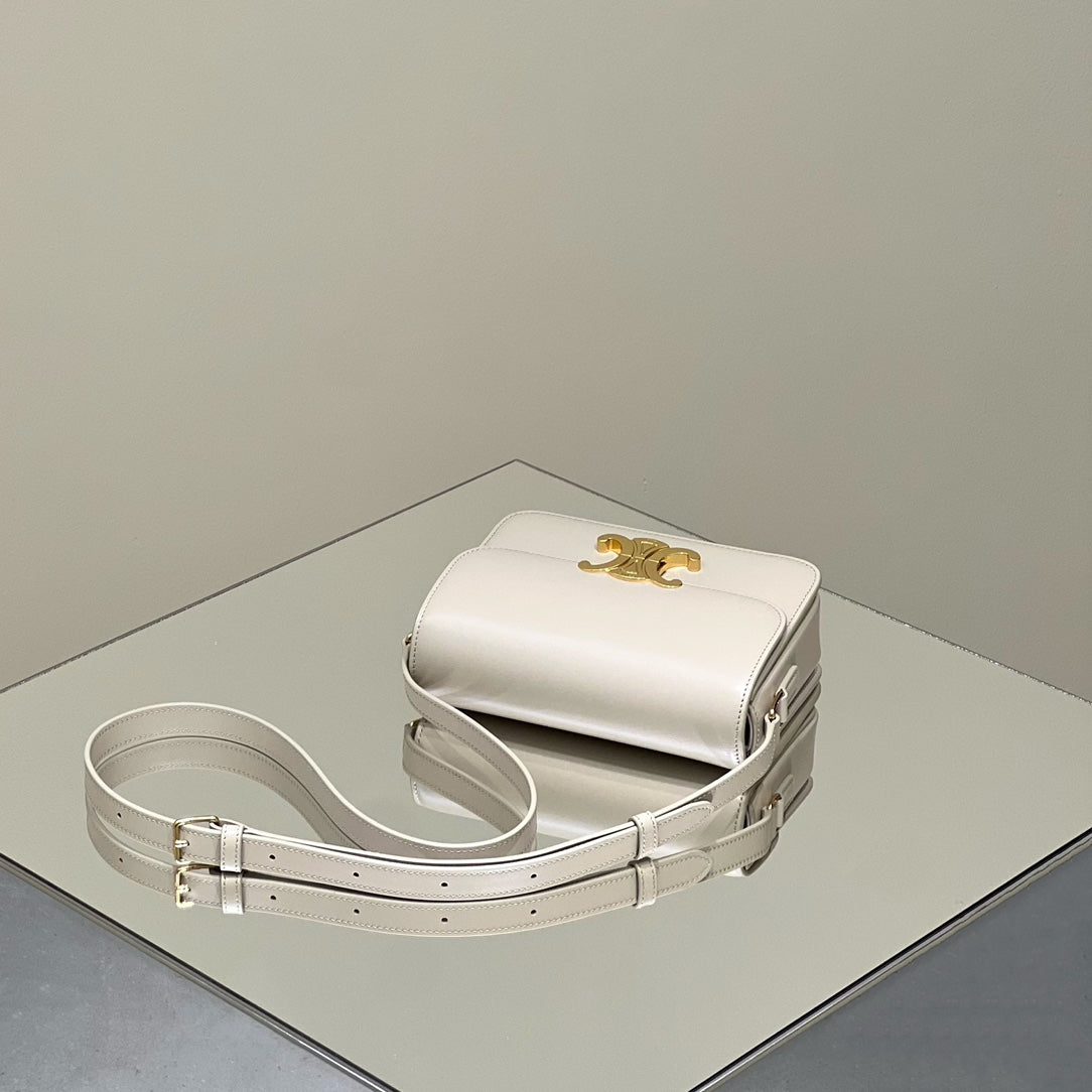 MINI CLAUDE 22 CUIR DE VEAU BRILLANT BLANC
