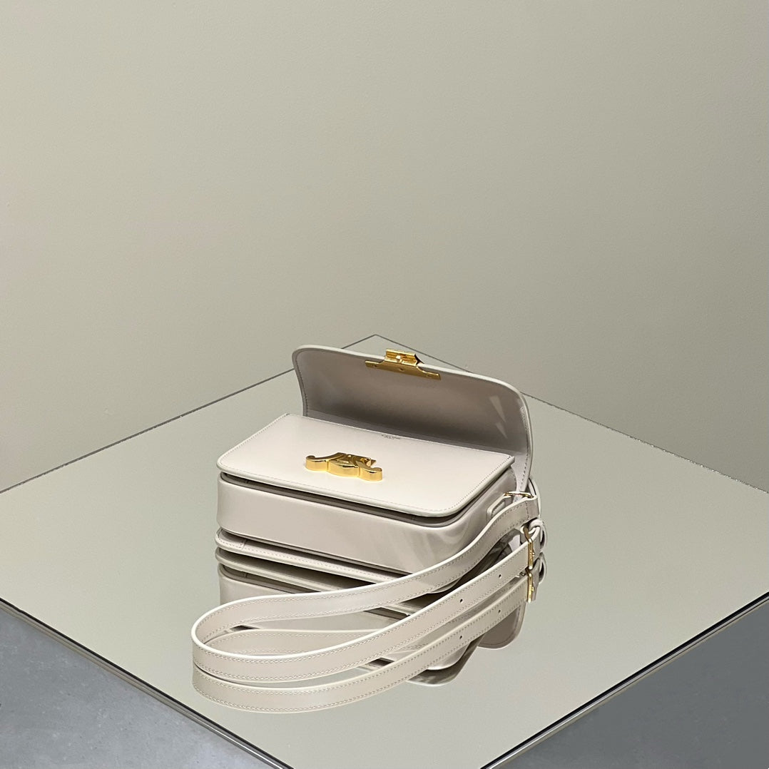 MINI CLAUDE 22 CUIR DE VEAU BRILLANT BLANC