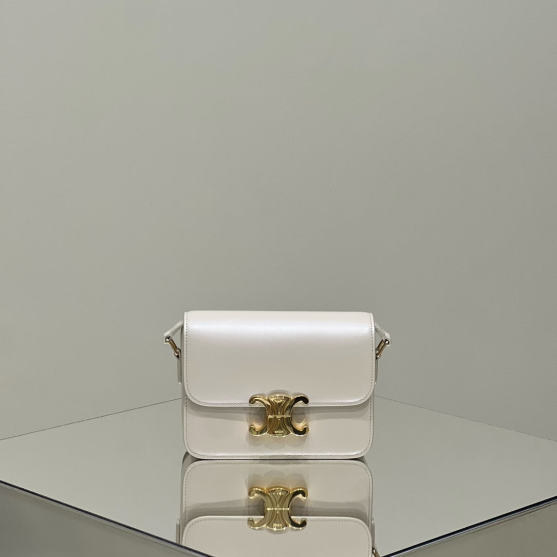 MINI CLAUDE 22 CUIR DE VEAU BRILLANT BLANC