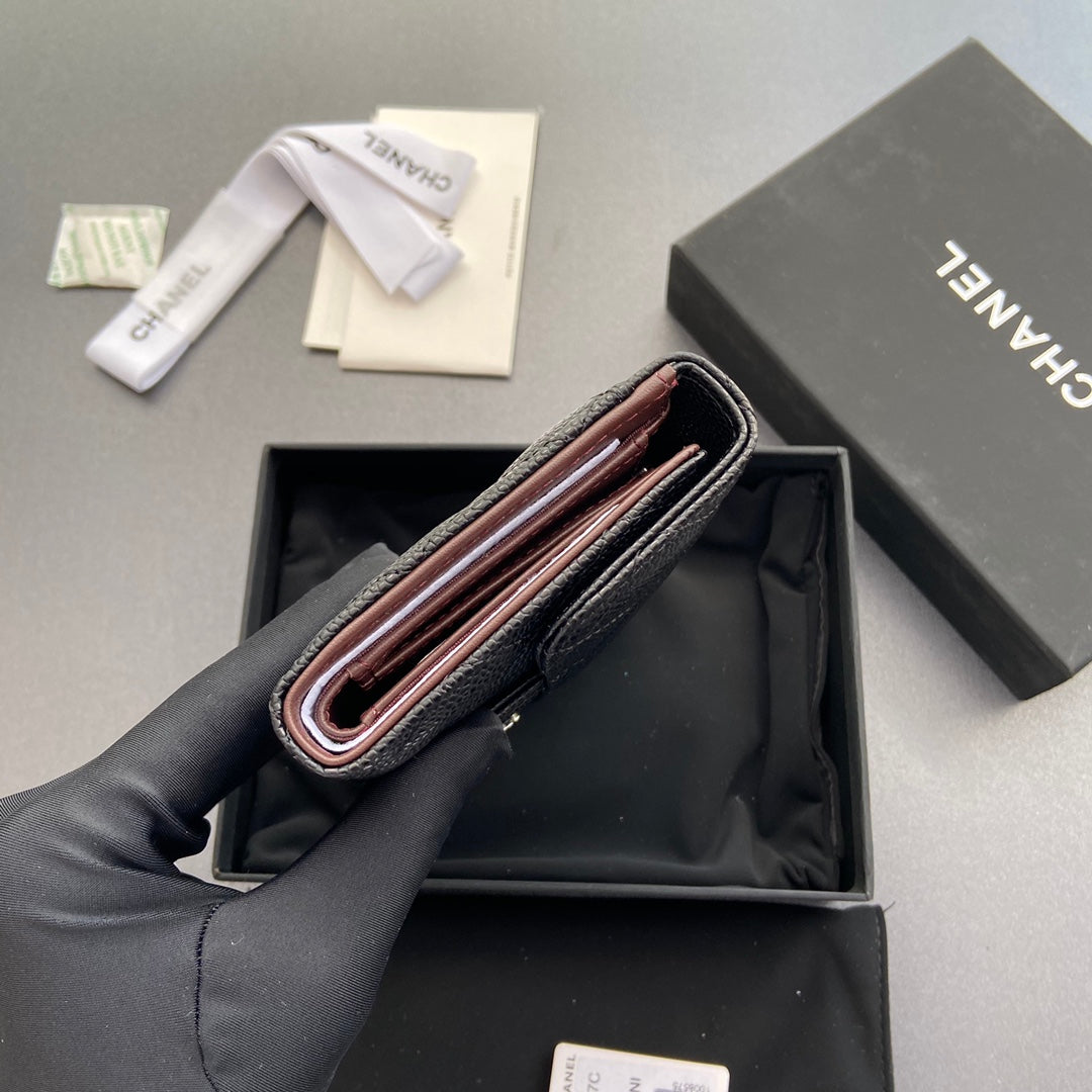 CC WALLET 15CM BLACK CAVIAR SILVER HARDWARE