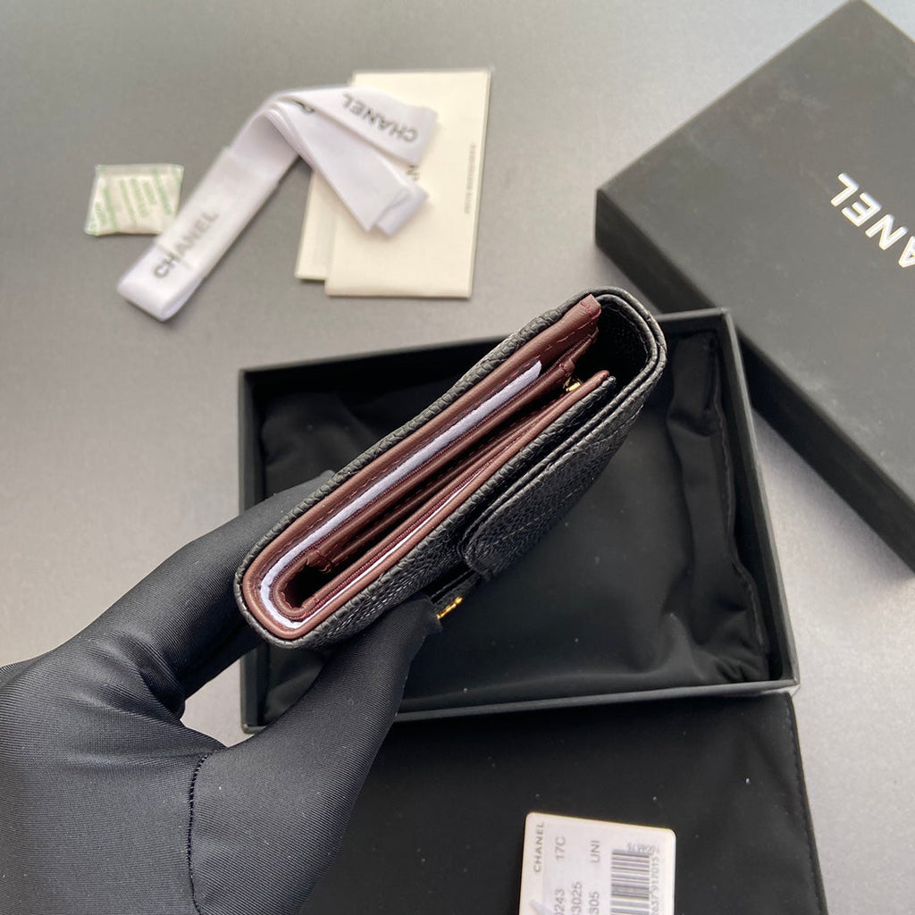 CC WALLET 15CM BLACK CAVIAR GOLD HARDWARE