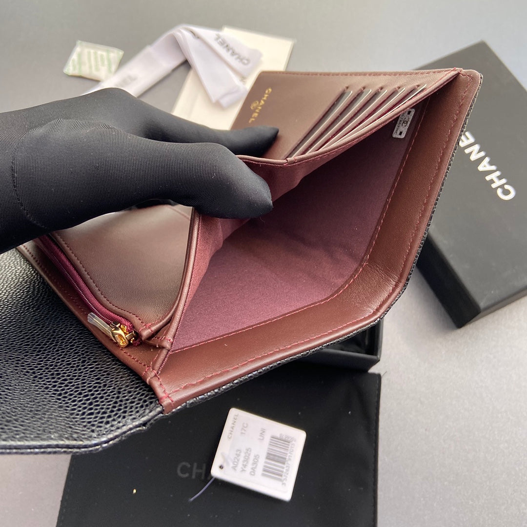 CC WALLET 15CM BLACK CAVIAR GOLD HARDWARE