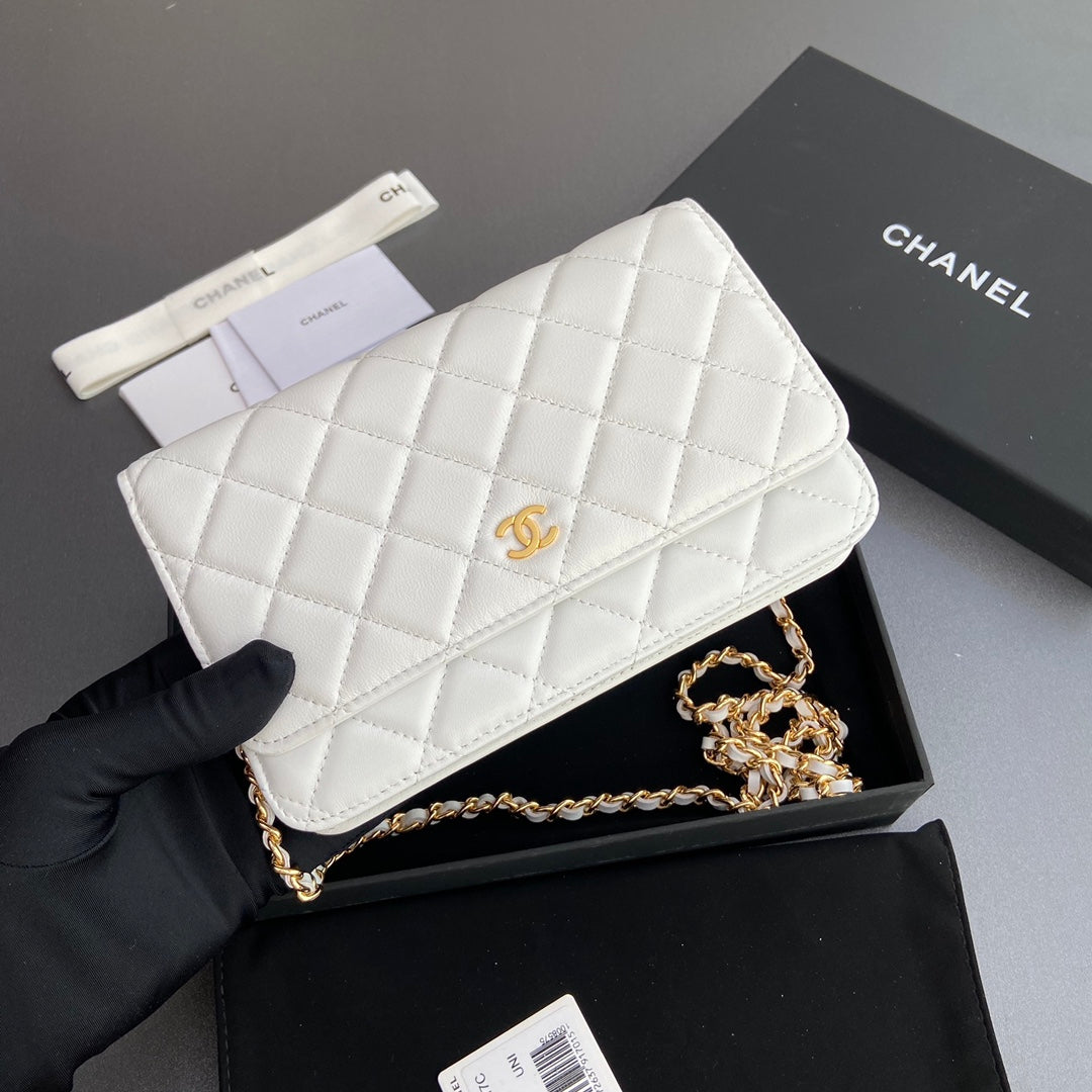 CC WOC 20CM CUIR DE VEAU BLANC QUINCAILLERIE DORÉ