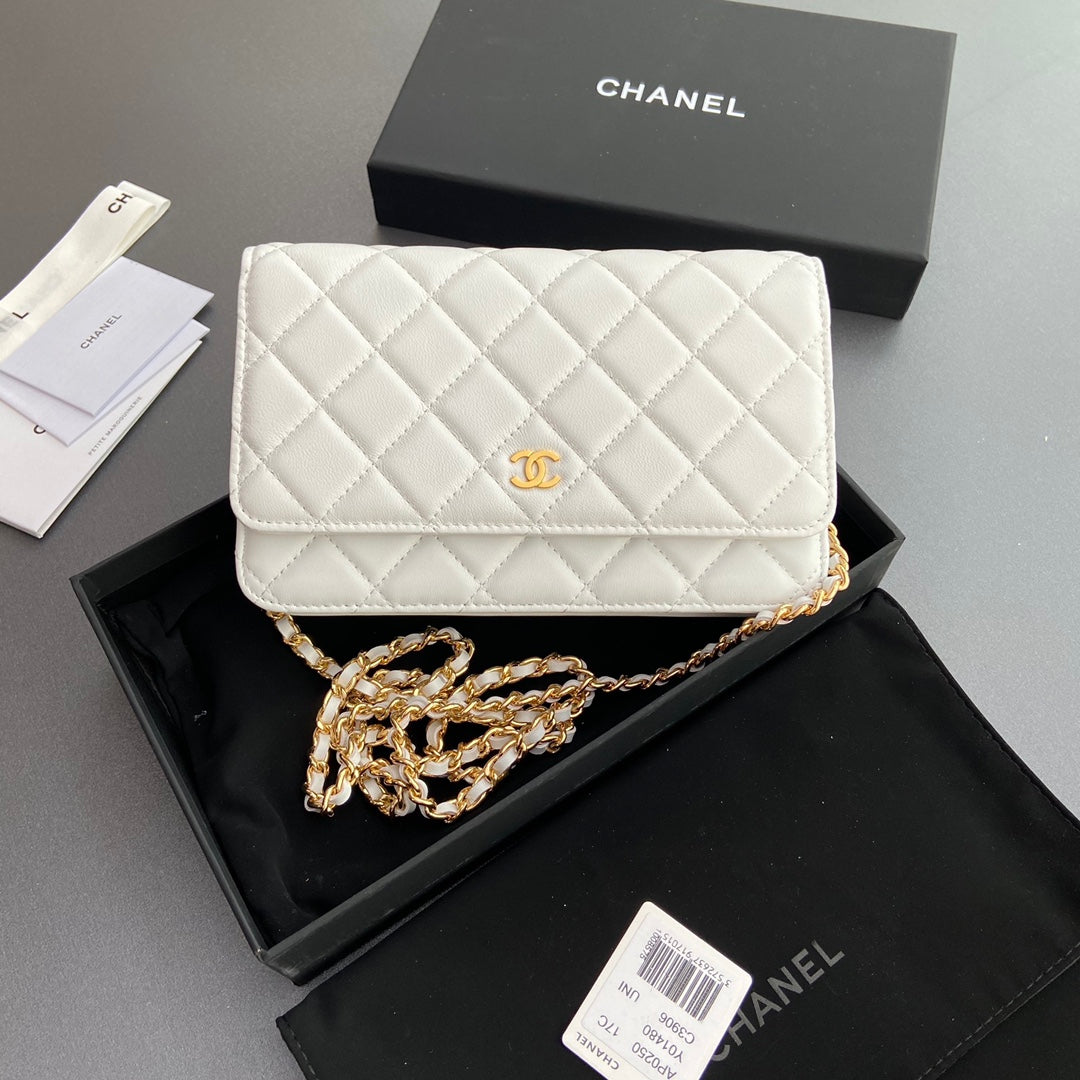 CC WOC 20CM CUIR DE VEAU BLANC QUINCAILLERIE DORÉ