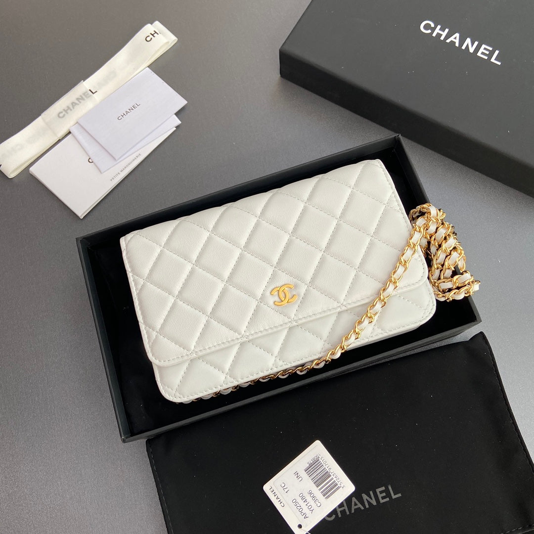 CC WOC 20CM CUIR DE VEAU BLANC QUINCAILLERIE DORÉ