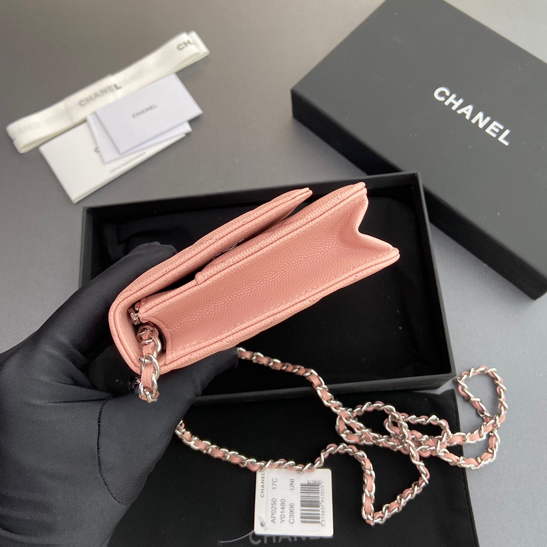 CC WOC 20CM PINK GRAINED CALFSKIN SILVER HARDWARE