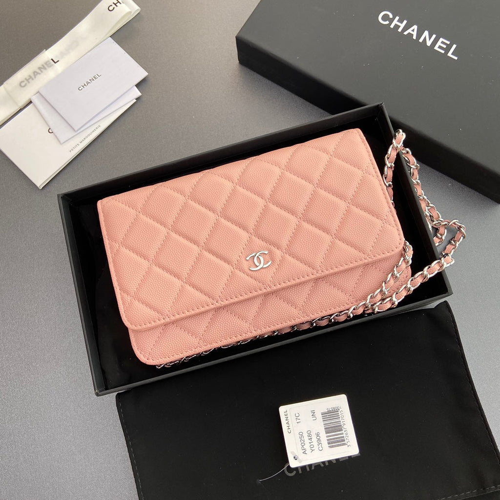 CC WOC 20CM PINK GRAINED CALFSKIN SILVER HARDWARE