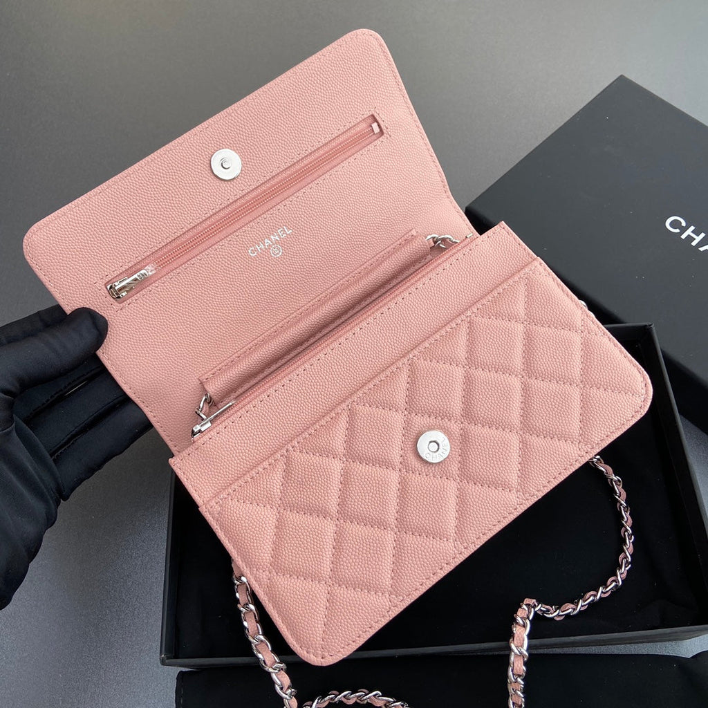 CC WOC 20CM PINK GRAINED CALFSKIN SILVER HARDWARE