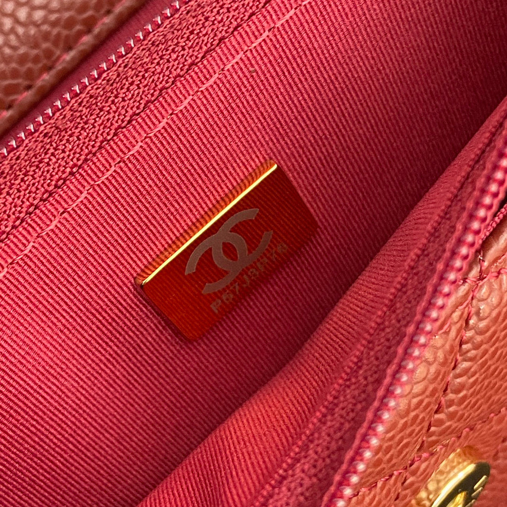 CC WOC 20CM CUIR DE VEAU GRAINÉ ROUGE QUINCAILLERIE DORÉ