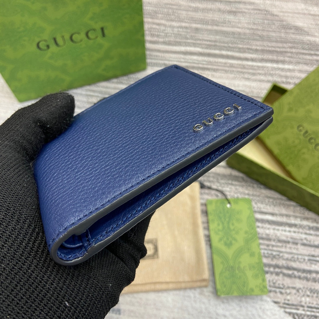 クラシックブルーカーフスキン製二つ折り財布 11インチ