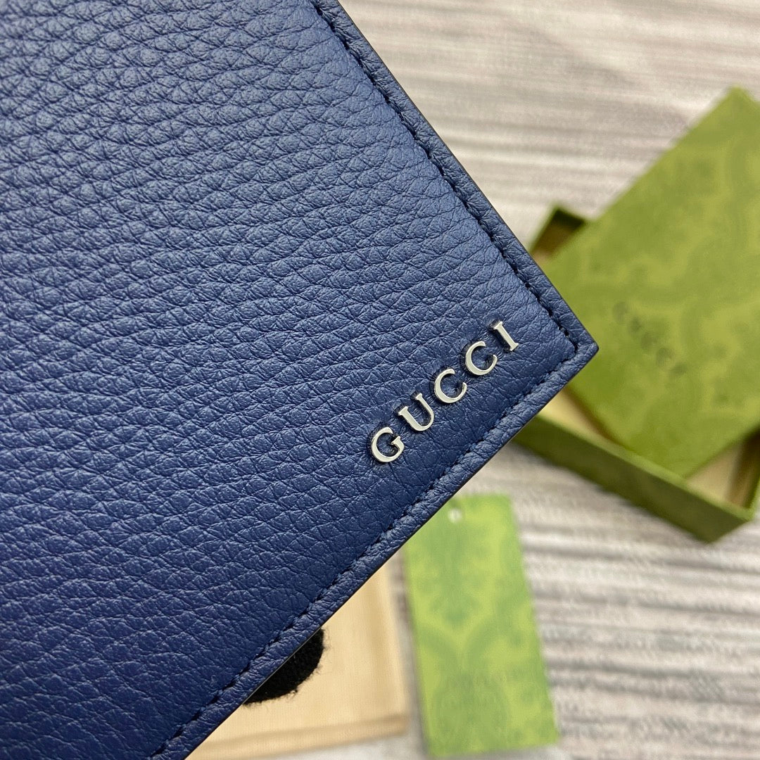 クラシックブルーカーフスキン製二つ折り財布 11インチ