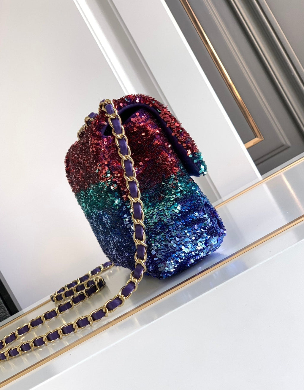 MINI SAC À RABAT 21 CM À PAILLETTES MULTICOLORE