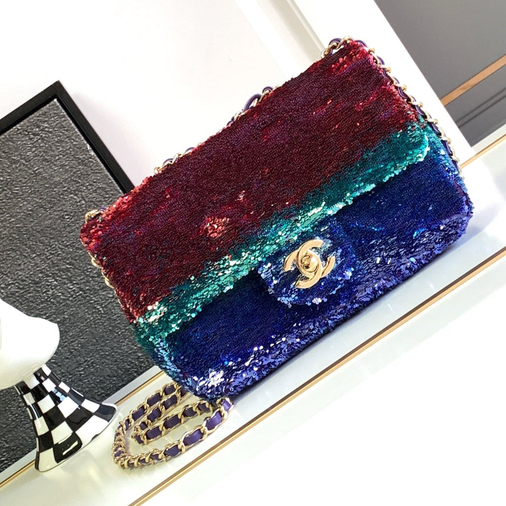 MINI SAC À RABAT 21 CM À PAILLETTES MULTICOLORE