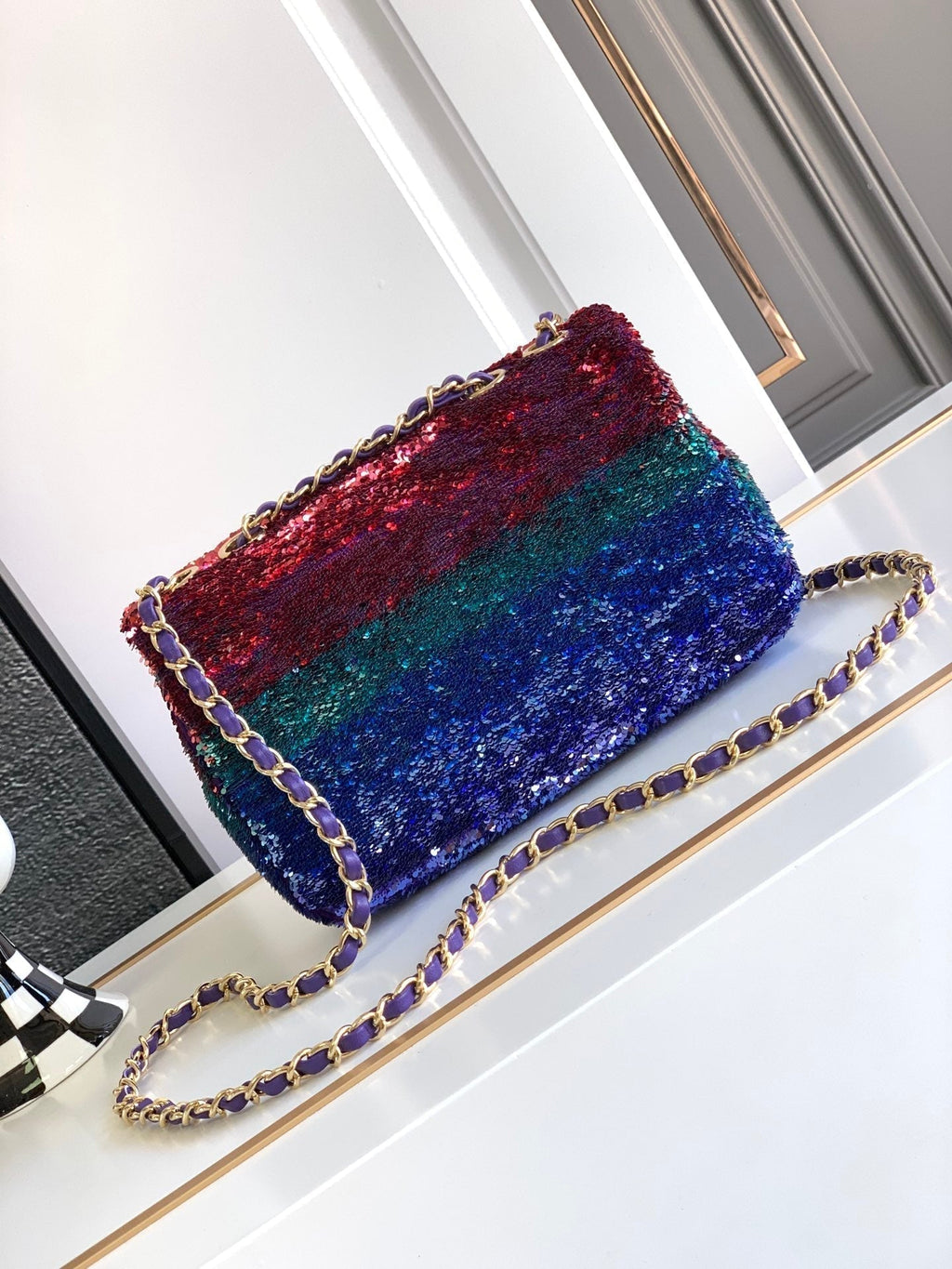 MINI SAC À RABAT 21 CM À PAILLETTES MULTICOLORE
