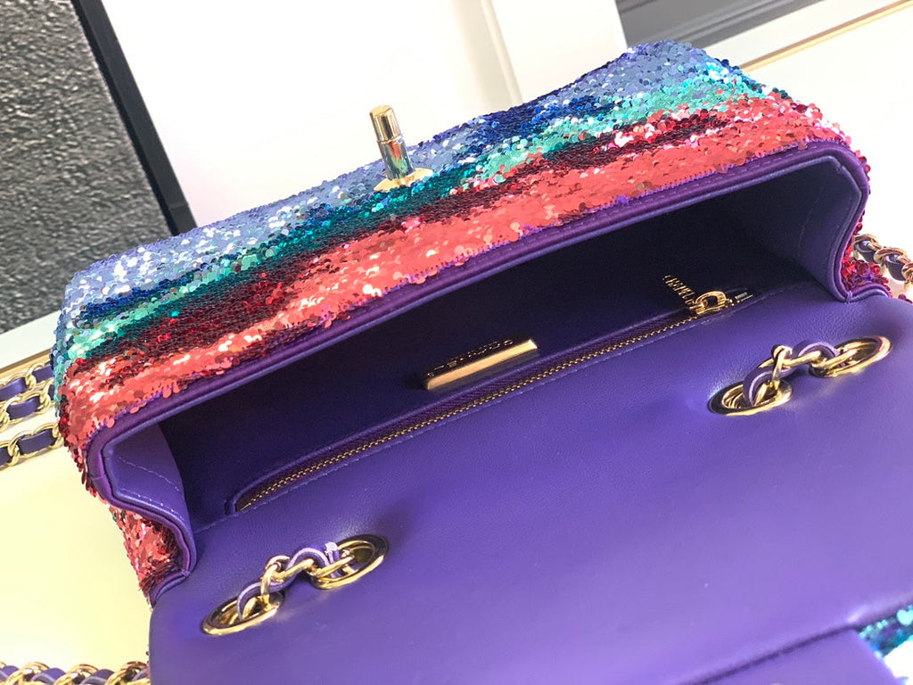 MINI SAC À RABAT 21 CM À PAILLETTES MULTICOLORE