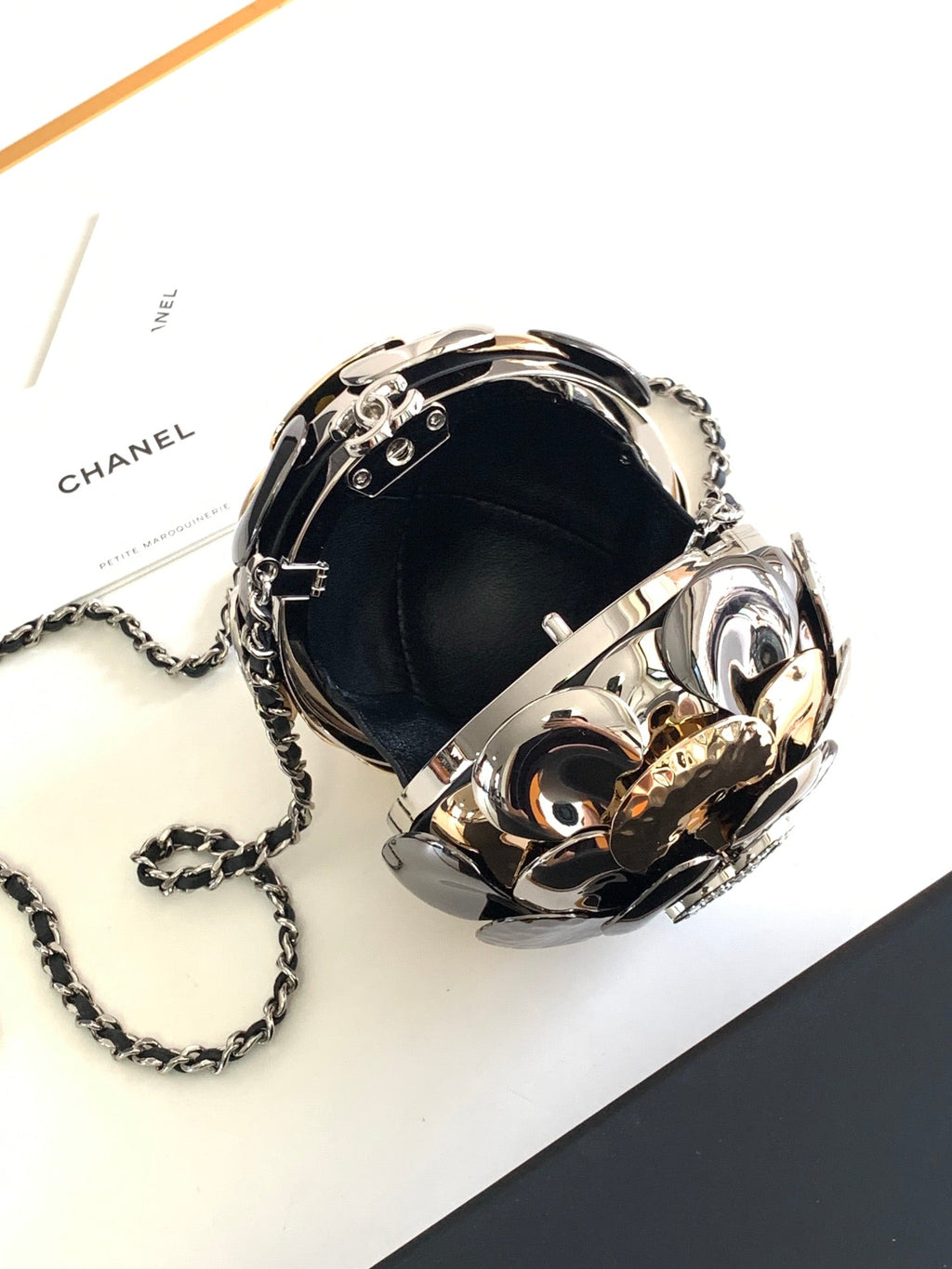 SAC DE SOIRÉE 9 OR ARGENT RUTHÉNIUM MÉTAL AVEC CRISTAL 