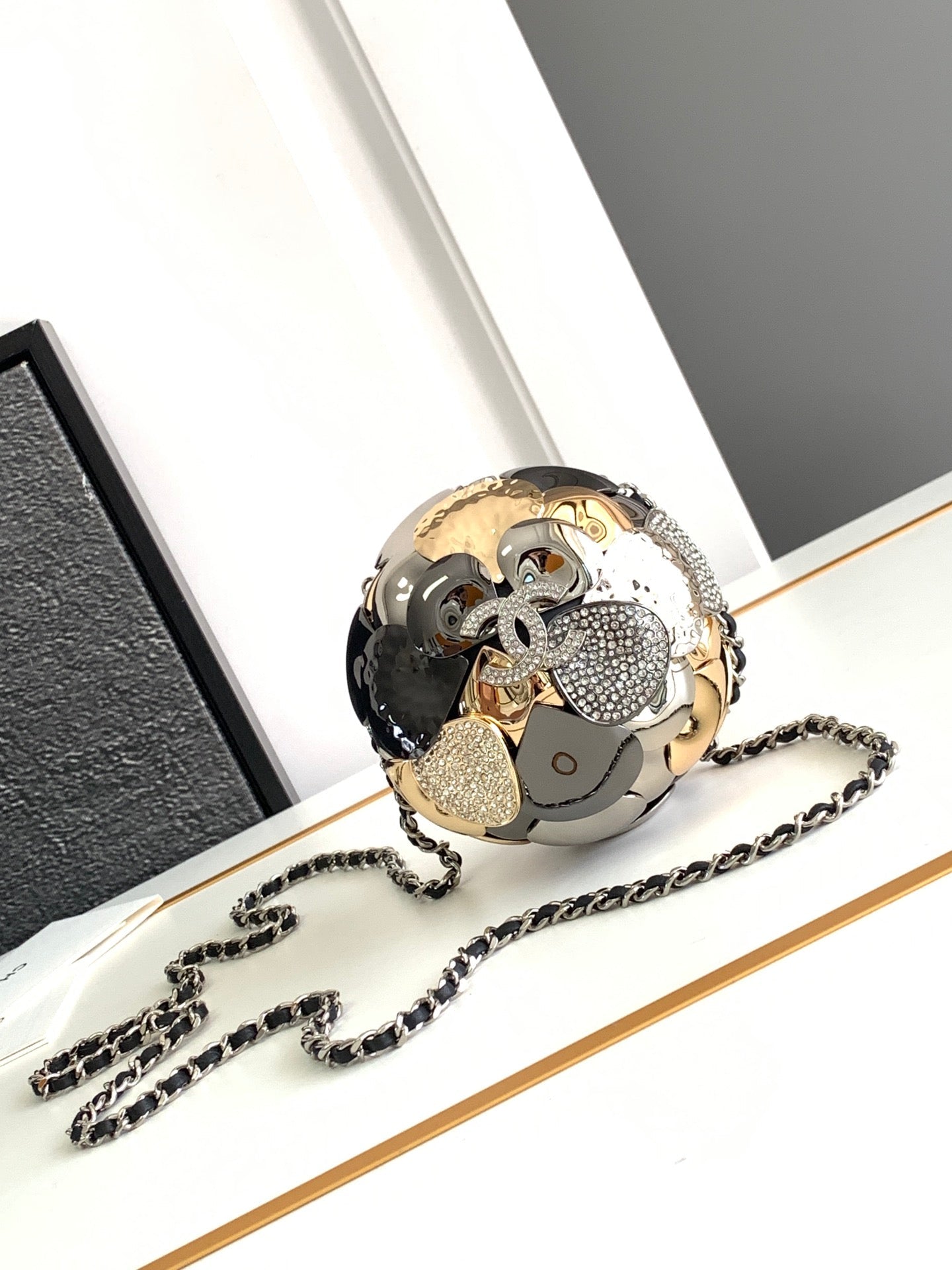 SAC DE SOIRÉE 9 OR ARGENT RUTHÉNIUM MÉTAL AVEC CRISTAL 