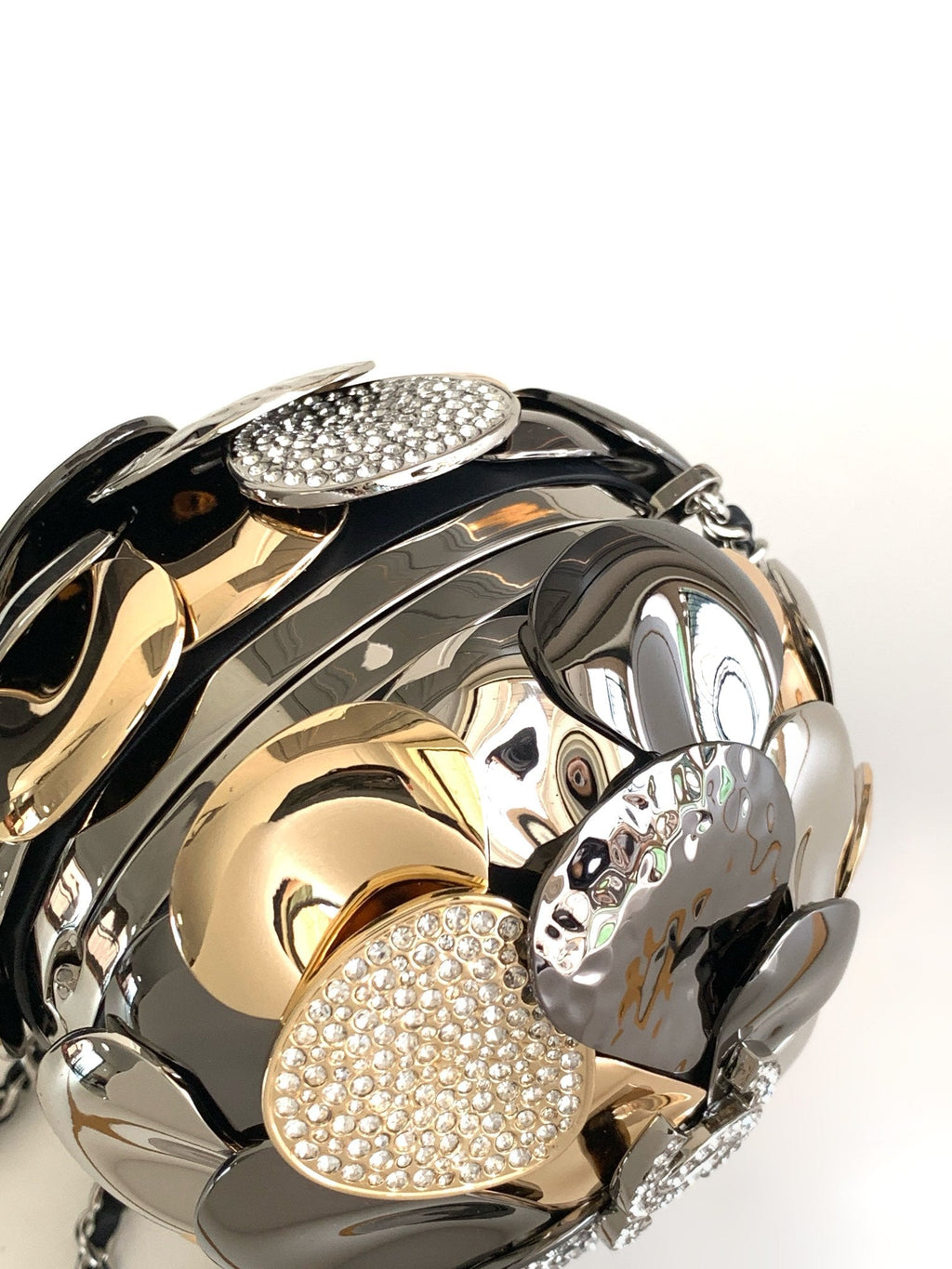 SAC DE SOIRÉE 9 OR ARGENT RUTHÉNIUM MÉTAL AVEC CRISTAL 