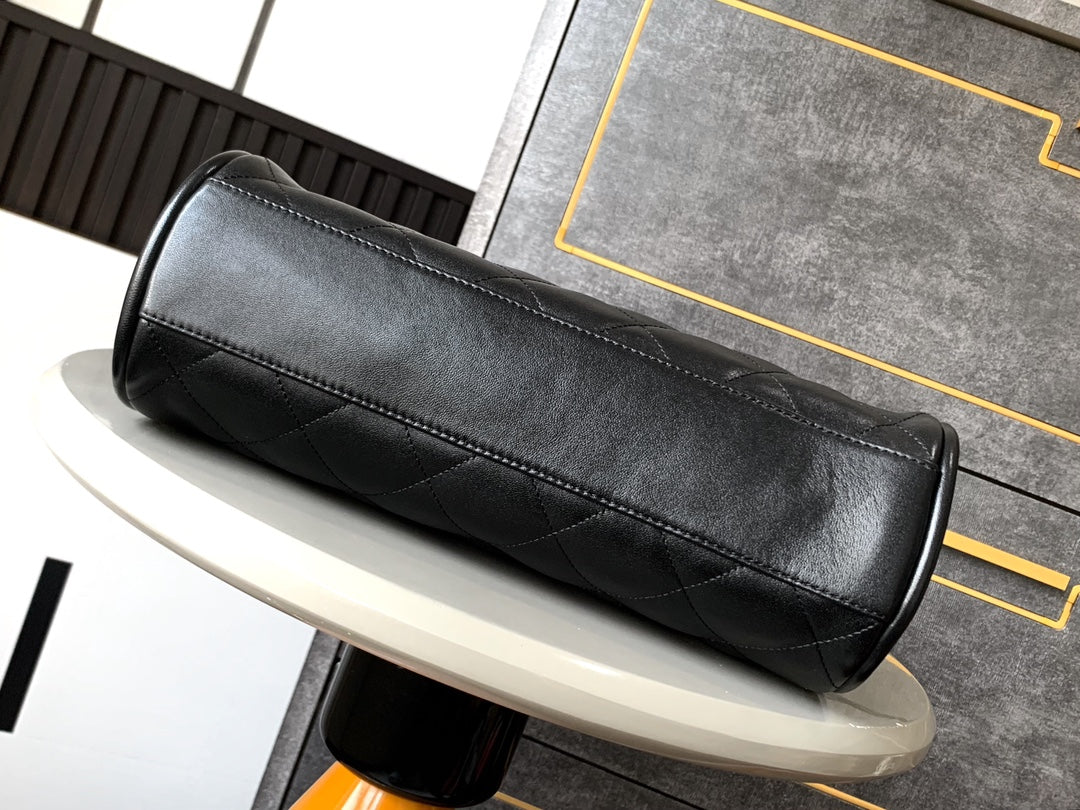 CC VINTAGE HOBO BAG 30CM BLACK LAMBSKIN SILVER HARDWARE