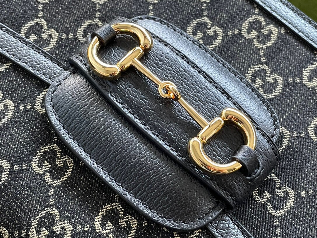 MINI SAC GG HORSEBIT 1955 25 EN DENIM NOIR