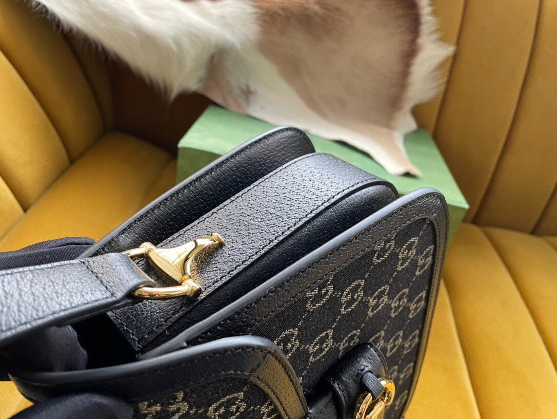 MINI SAC GG HORSEBIT 1955 25 EN DENIM NOIR
