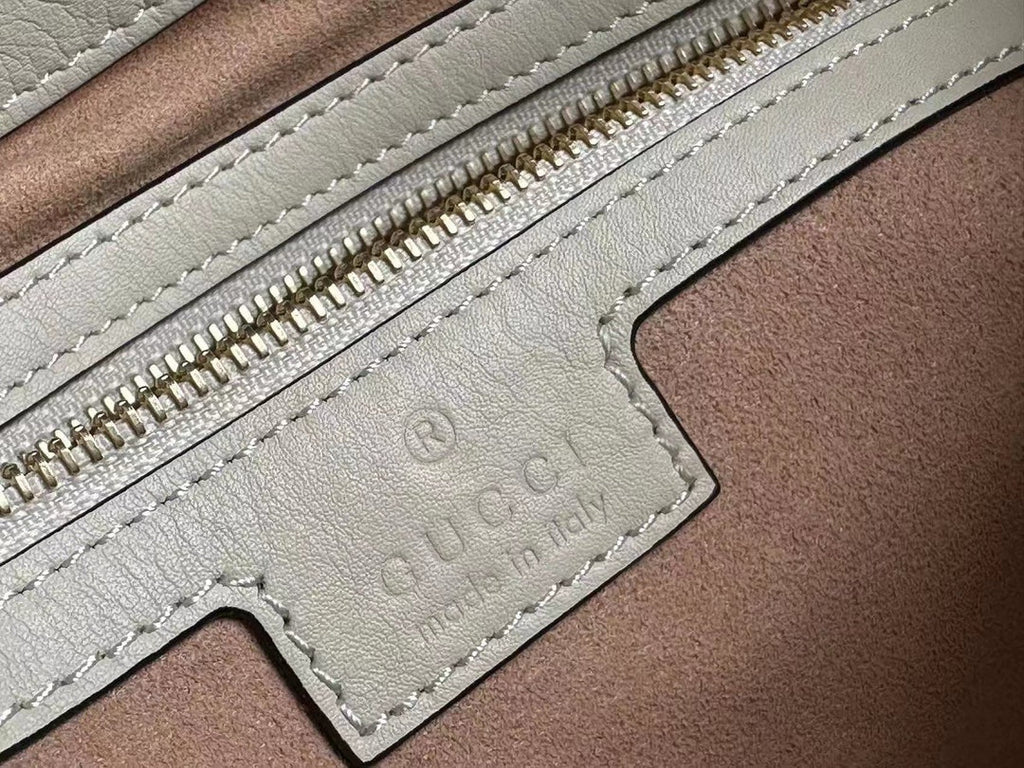 SAC À BANDOULIÈRE GG PADLOCK 32 EN TOILE BEIGE ET CUIR DE VEAU BLANC