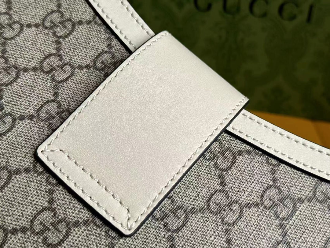 SAC À BANDOULIÈRE GG PADLOCK 32 EN TOILE BEIGE ET CUIR DE VEAU BLANC