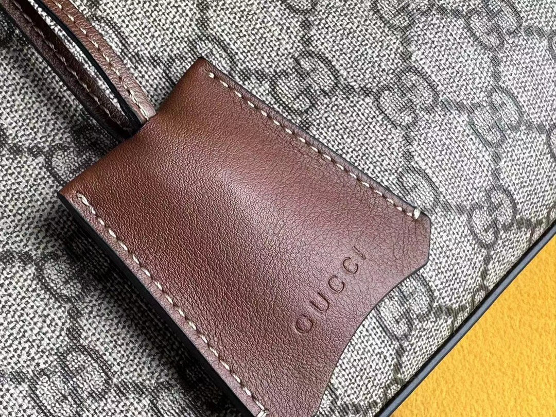 SAC À BANDOULIÈRE GG PADLOCK 32 EN TOILE BEIGE ET CUIR DE VEAU MARRON