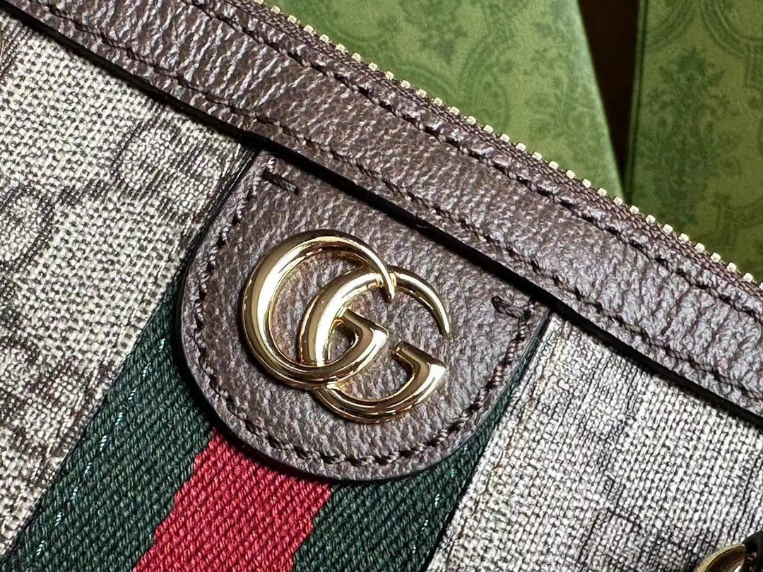 OPHIDIA 31 PETIT SAC À MAIN EN TOILE BEIGE ET CUIR DE VEAU MARRON