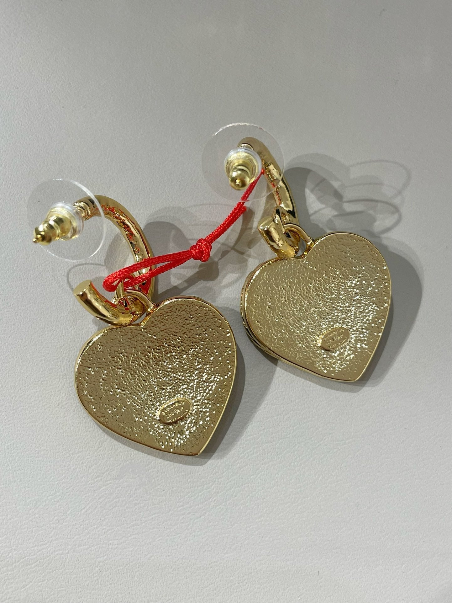 Boucles d'oreilles créoles CC Heart Blue Denim et Or clair