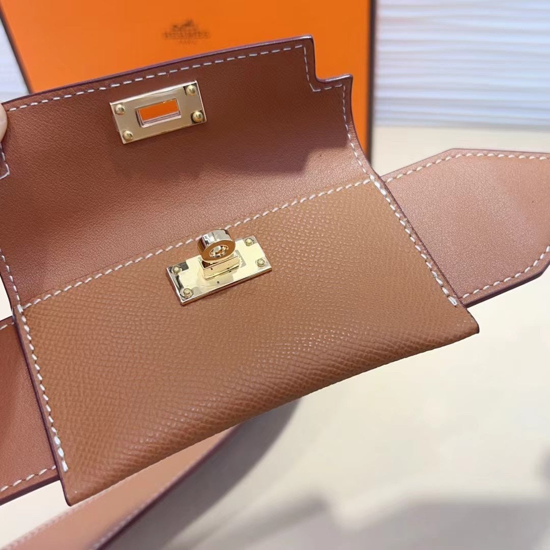 KELLY POCKET 50MM BROWN EPSOM HARDWARE GOLD HARDWARE BANDOULIÈRE 