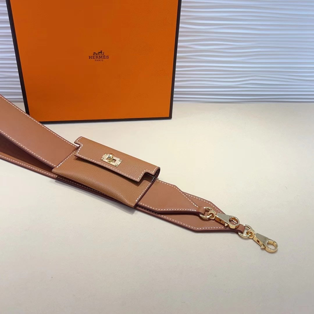KELLY POCKET 50MM BROWN EPSOM HARDWARE GOLD HARDWARE BANDOULIÈRE 