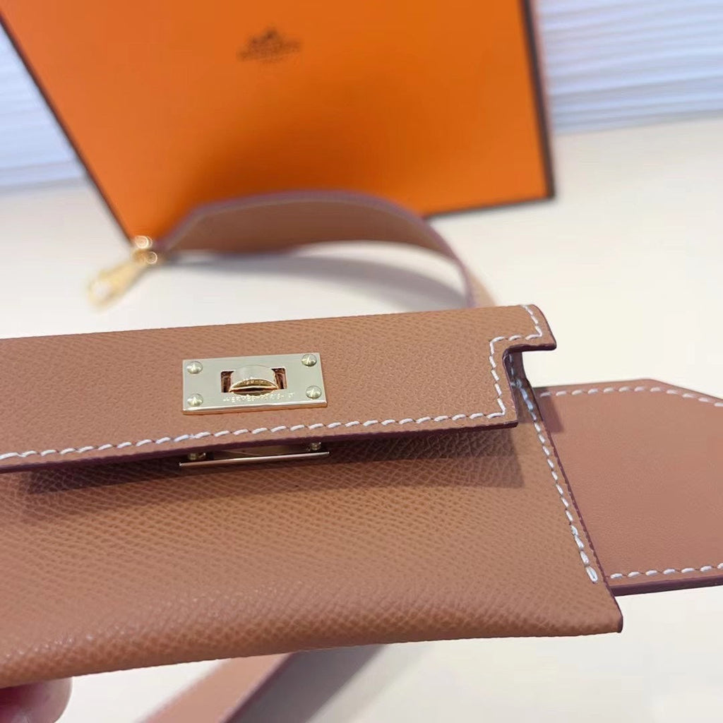 KELLY POCKET 50MM BROWN EPSOM HARDWARE GOLD HARDWARE BANDOULIÈRE 