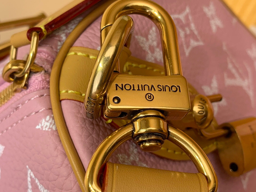 LV SPEEDY P9 BANDOULIERE 30 ROSE PASTEL CUIR DE VEAU 203345