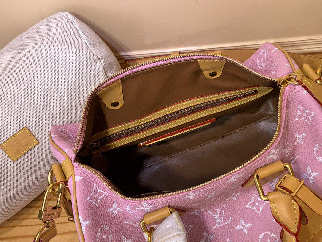 LV SPEEDY P9 BANDOULIERE 30 ROSE PASTEL CUIR DE VEAU 203345
