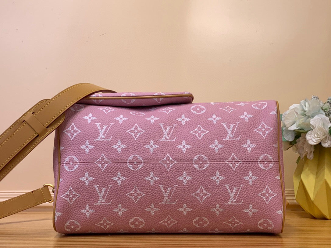 LV SPEEDY P9 BANDOULIERE 30 ROSE PASTEL CUIR DE VEAU 203345