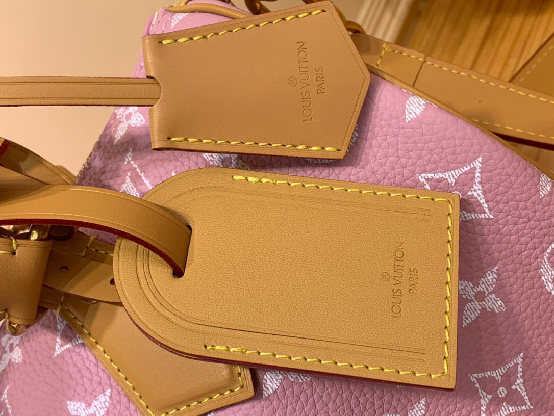 LV SPEEDY P9 BANDOULIERE 30 ROSE PASTEL CUIR DE VEAU 203345