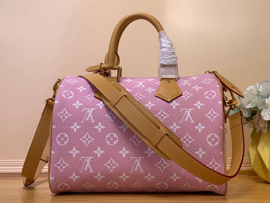 LV SPEEDY P9 BANDOULIERE 30 ROSE PASTEL CUIR DE VEAU 203345