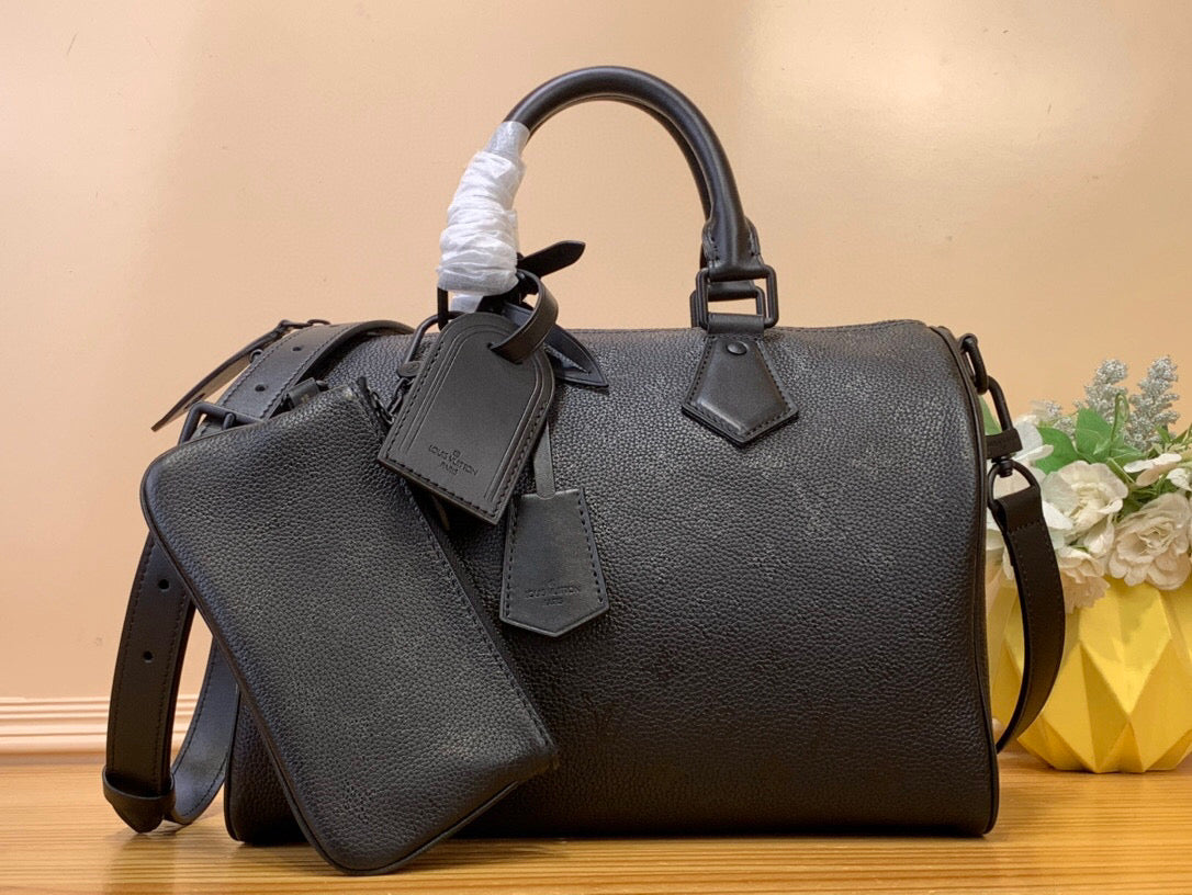 LV SPEEDY P9 BANDOULIERE 30 CUIR DE VEAU NOIR 203342