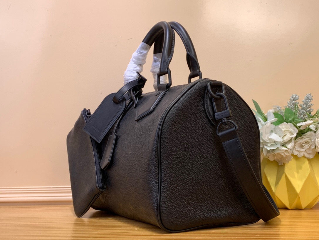 LV SPEEDY P9 BANDOULIERE 30 CUIR DE VEAU NOIR 203342