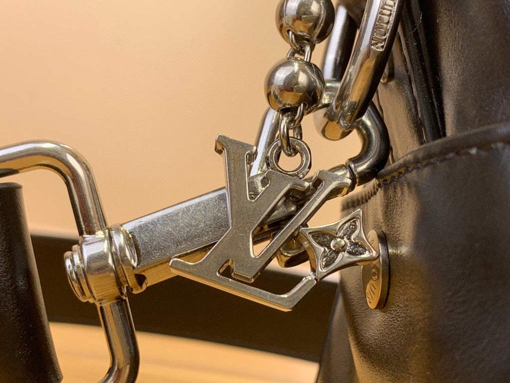 LV KEEPALL BANDOULIERE 25 JMLT BLACK CALFSKIN 205345